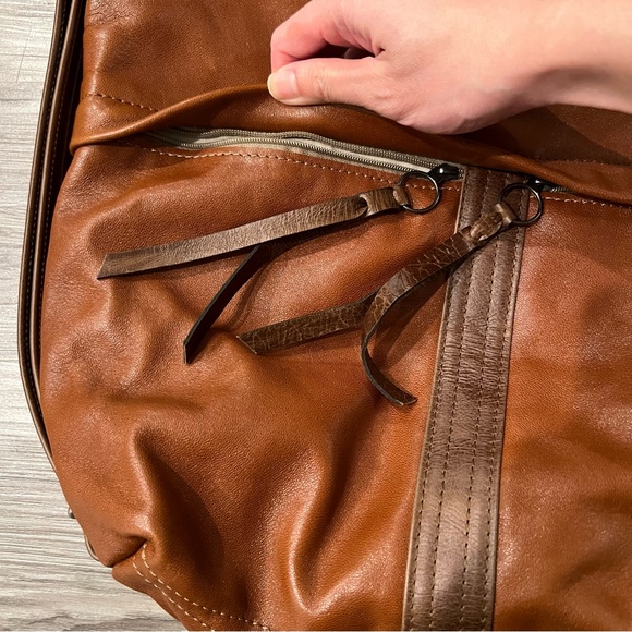 BNWT Custom Design 100% Lambskin Leather Convertible Bag in Cognac / Espresso - Picture 6 of 16